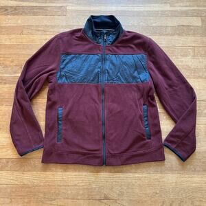 Nautica navy burgundy zippered fleece jacket size large L
 b28